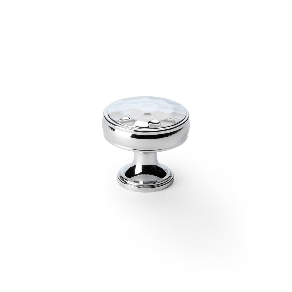 Alexander & Wilks Lynd Hammered Cupboard Knob - Polished Chrome - 32mm