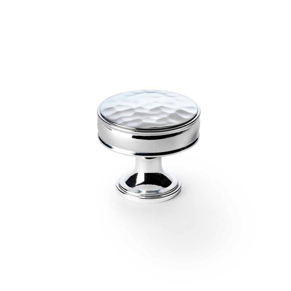 Alexander & Wilks Lynd Hammered Cupboard Knob - Polished Chrome - 38mm