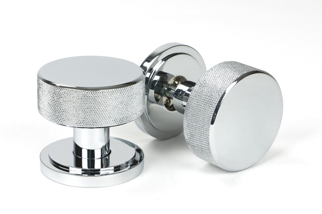 Polished Chrome Brompton Mortice/Rim Knob Set (Art Deco) - 46779