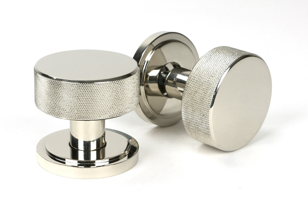 Polished Nickel Brompton Mortice/Rim Knob Set (Art Deco) - 46783