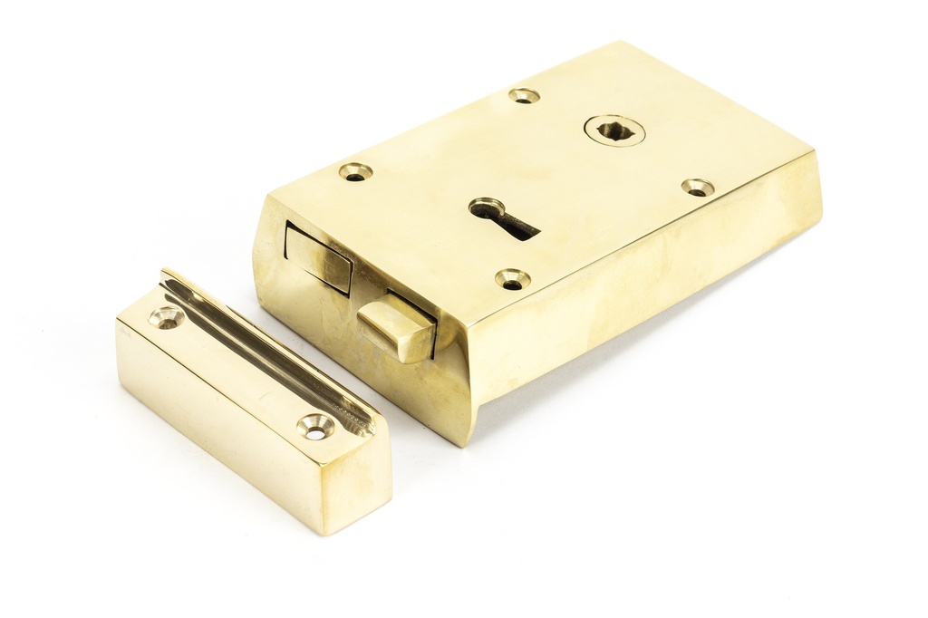 Polished Brass Right Hand Rim Lock - Small - 83580