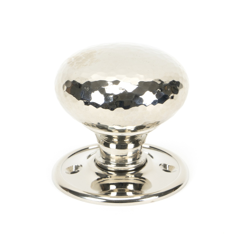 Polished Nickel Hammered Mushroom Mortice/Rim Knob Set - 46032