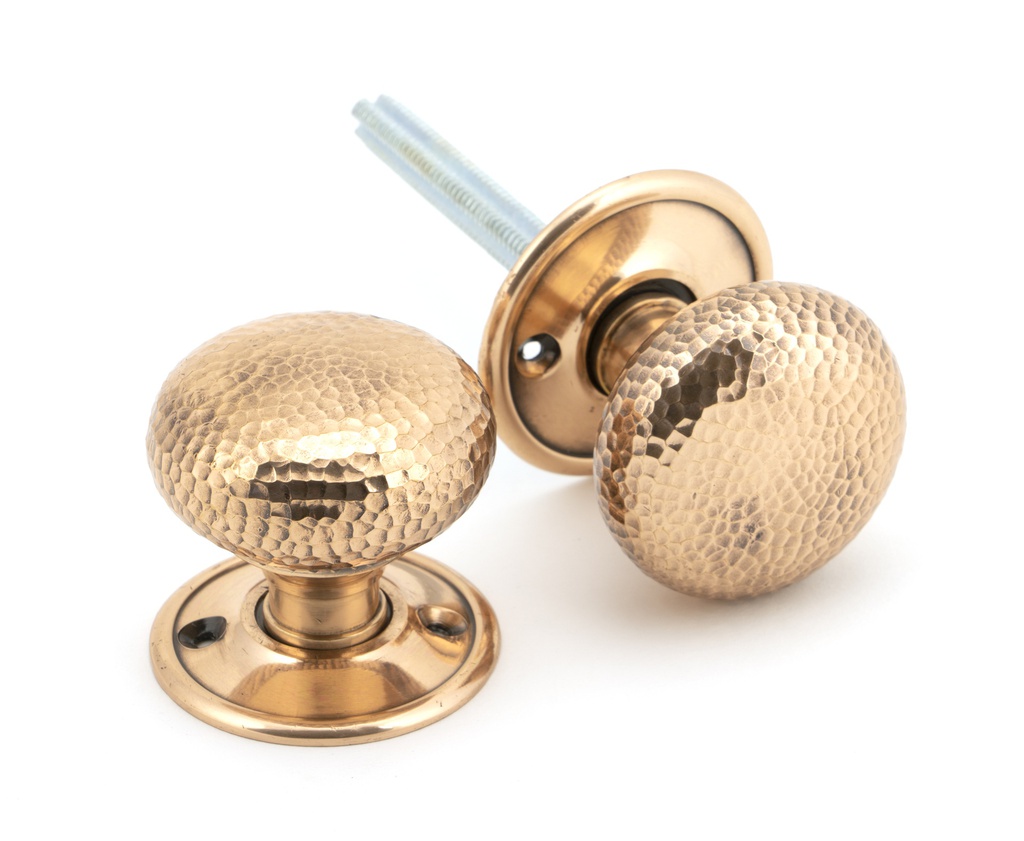 Polished Bronze Hammered Mushroom Mortice/Rim Knob Set - 46035