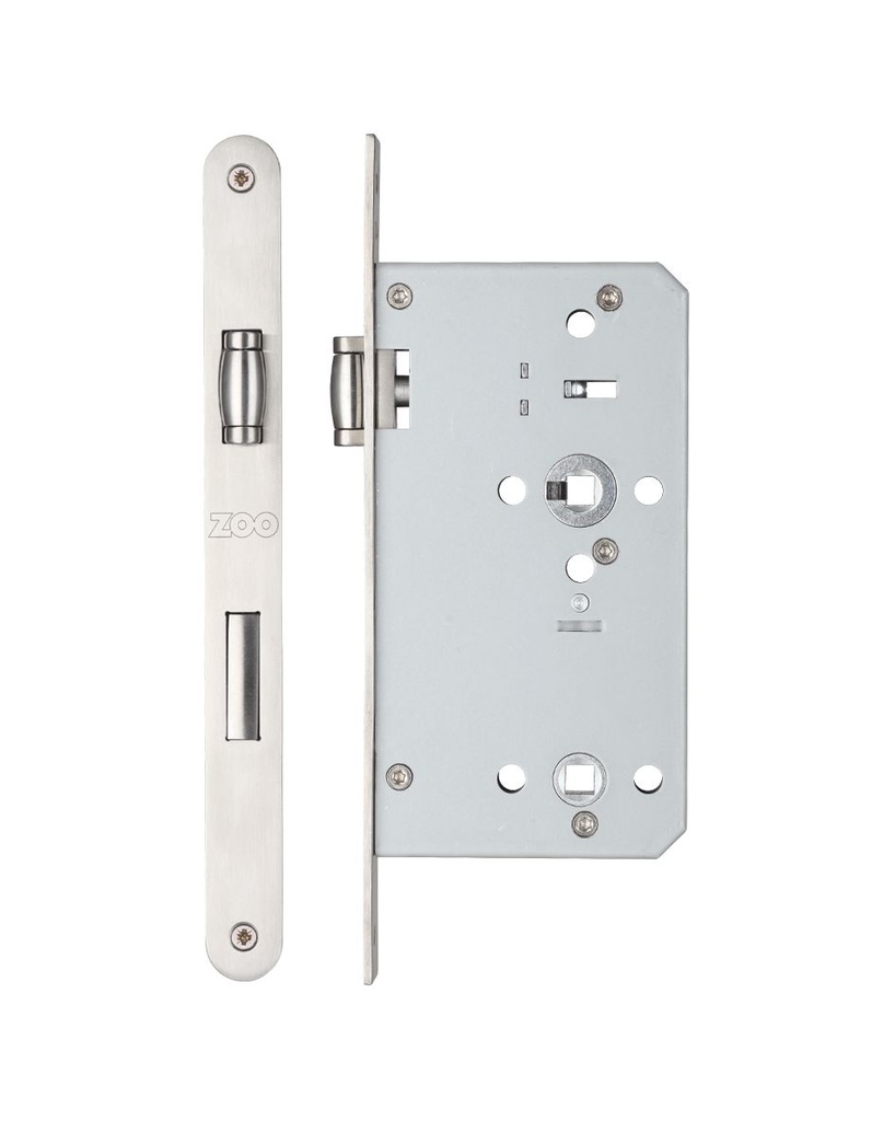 DIN Roller Bolt Bathroom Lock Case 60mm - Radiused Faceplate - SS