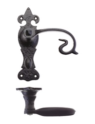 [FF313] Scroll Lever on Fleur De Lys Backplate - 6" - Bathroom