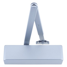 Size 2-4 Door Closer c/w Back Check & Delayed Action - Silver Flat Arm and Body (P.A Bracket Inc) Silver Semi Radiused Cover