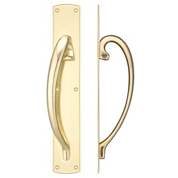 Cast brass pull handle with backplate - 457mm - left hand