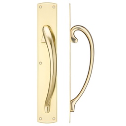 Cast brass pull handle with backplate - 457mm - right hand