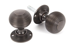 [83947] Aged Bronze Heavy Beehive Mortice/Rim Knob Set - 83947