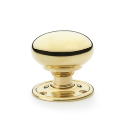 [AW300-51-PBU] Alexander & Wilks Kershaw Door Knob - Polished Brass Unlacquered - Knob 51mm