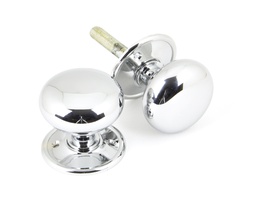 [90291] Polished Chrome Mushroom Mortice/Rim Knob Set - 90291