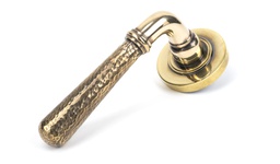 [46069] Aged Brass Hammered Newbury Lever on Rose Set (Plain) - 46069