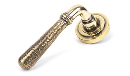 [46070] Aged Brass Hammered Newbury Lever on Rose Set (Art Deco) - 46070