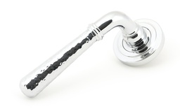 [50042] Polished Chrome Hammered Newbury Lever on Rose Set (Art Deco) - Unsprung - 50042