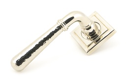 [50048] Polished Nickel Hammered Newbury Lever on Rose Set (Square) - Unsprung - 50048