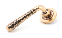 [46085] Polished Bronze Hammered Newbury Lever on Rose Set (Plain) - 46085