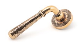 [46087] Polished Bronze Hammered Newbury Lever on Rose Set (Beehive) - 46087