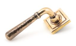 [50056] Polished Bronze Hammered Newbury Lever on Rose Set (Square) - Unsprung - 50056