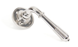 [50087] Polished Nickel Reeded Lever on Rose Set - Unsprung - 50087