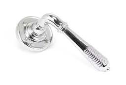 [50088] Polished Chrome Reeded Lever on Rose Set - Unsprung - 50088