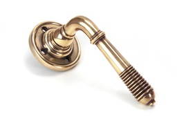 [50090] Polished Bronze Reeded Lever on Rose Set - Unsprung - 50090