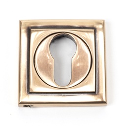 [46128] Polished Bronze Round Euro Escutcheon (Square) - 46128