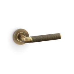 [AW210AB] Alexander & Wilks Harrier Knurled Lever On Round Rose - Antique Brass