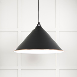 [49510EB] White Gloss Hockley Pendant in Elan Black - 49510EB