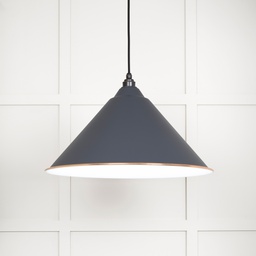 [49510SL] White Gloss Hockley Pendant in Slate - 49510SL