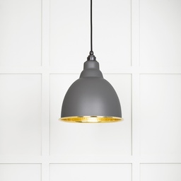 [49517BL] Hammered Brass Brindley Pendant in Bluff - 49517BL