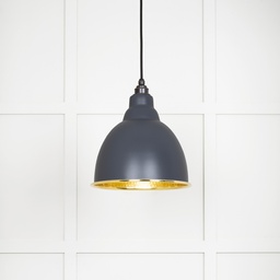 [49517SL] Hammered Brass Brindley Pendant in Slate - 49517SL