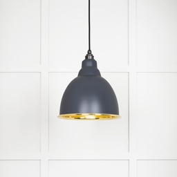 [49518SL] Smooth Brass Brindley Pendant in Slate - 49518SL