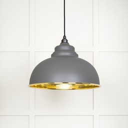 [49521BL] Hammered Brass Harborne Pendant in Bluff - 49521BL