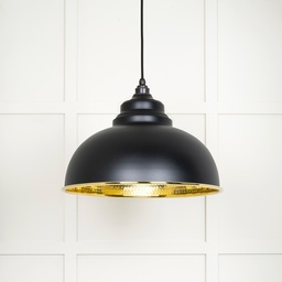 [49521EB] Hammered Brass Harborne Pendant in Elan Black - 49521EB