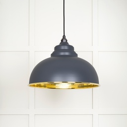 [49521SL] Hammered Brass Harborne Pendant in Slate - 49521SL