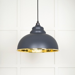 [49522SL] Smooth Brass Harborne Pendant in Slate - 49522SL