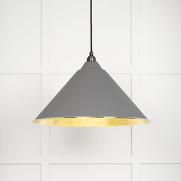 [49523BL] Hammered Brass Hockley Pendant in Bluff - 49523BL