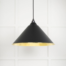 [49523EB] Hammered Brass Hockley Pendant in Elan Black - 49523EB