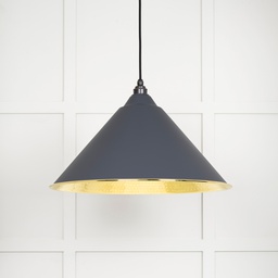 [49523SL] Hammered Brass Hockley Pendant in Slate - 49523SL