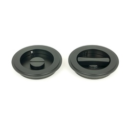 [50219] Matt Black 75mm Art Deco Round Pull - Privacy Set - 50219