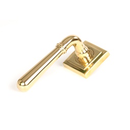 [50625] Polished Brass Newbury Lever on Rose Set (Square) - Unsprung - 50625