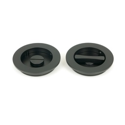 [50221] Matt Black 75mm Plain Round Pull - Privacy Set - 50221