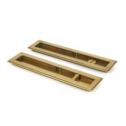 [48309] Aged Brass 250mm Art Deco Rectangular Pull - Privacy Set - 48309