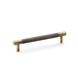 [AW810-128-AB] Alexander & Wilks Brunel Knurled T-bar Cupboard Handle - Antique Brass - Centres 128mm