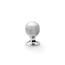 [AW832-25-PC] Alexander & Wilks Caesar Cupboard Knob On Round Rose - Polished Chrome - 25mm