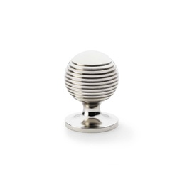 [AW832-32-PN] Alexander & Wilks Caesar Cupboard Knob On Round Rose - Polished Nickel - 32mm