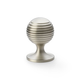 [AW832-38-SN] Alexander & Wilks Caesar Cupboard Knob On Round Rose - Satin Nickel - 38mm