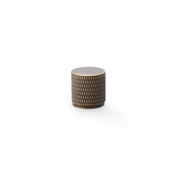 [AW800-20-AB] Alexander & Wilks Brunel Knurled Cylinder Cupboard Knob - Antique Brass - 20mm