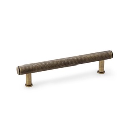 [AW809-128-AB] Alexander & Wilks Crispin Knurled T-bar Cupboard Pull Handle - Antique Brass - Centres 128mm