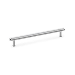 [AW809-224-SC] Alexander & Wilks Crispin Knurled T-bar Cupboard Pull Handle - Satin Chrome - Centres 224mm